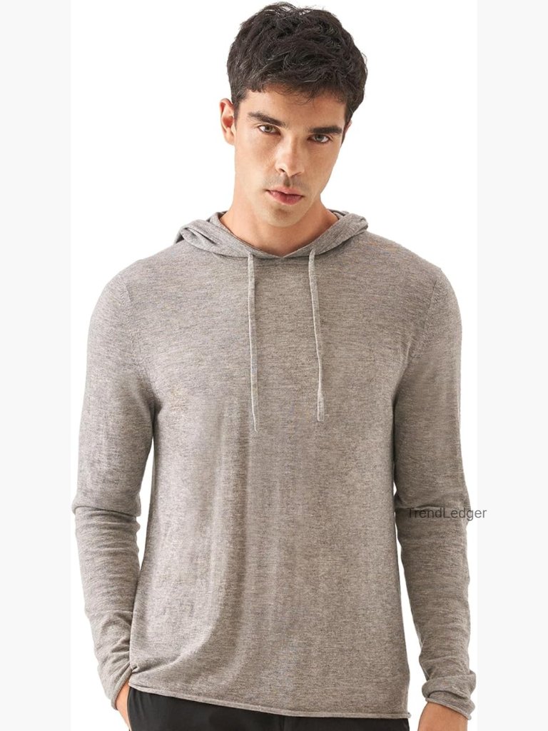 Men's Lightweight Cashmere Hoodie Blend With Pullover Pocketless